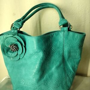Women's alligator print leather bag